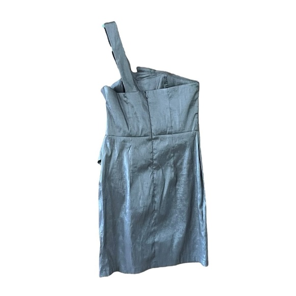 Aqua Silver One Shoulder Cocktail Mini Dress Medium - Picture 2 of 6